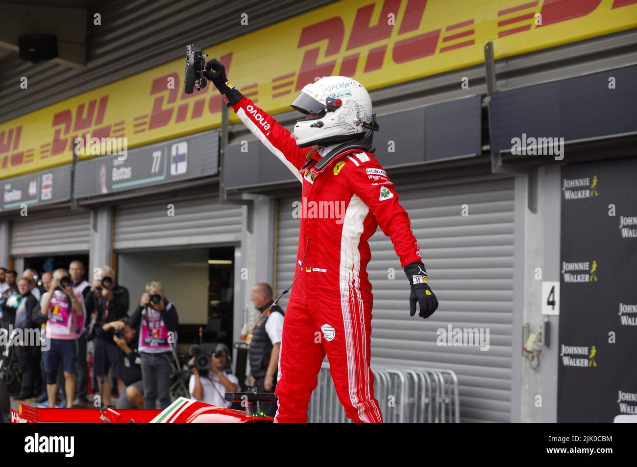 Sebastian Vettel vainqueur de la Formule 1 Grand Prix belge 2018 - Scuderia Ferrari Banque D'Images