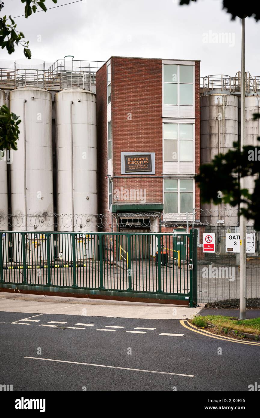 Silos à sucre à Burton's biscuits, Blackpool Banque D'Images