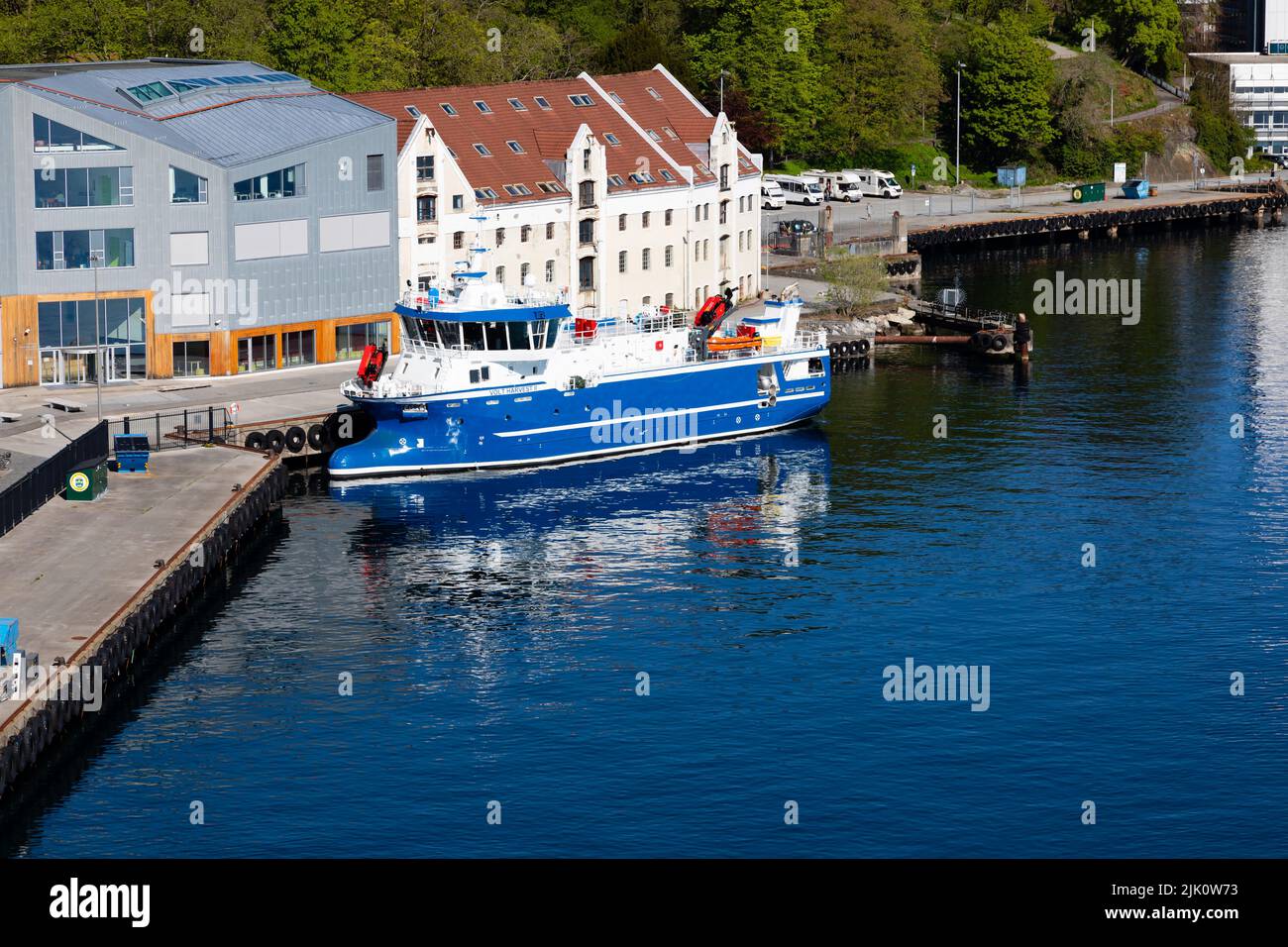 Navire de l'usine de poisson, Volt Harvest 2, amarré dans le port de Stavanger, en Norvège Banque D'Images