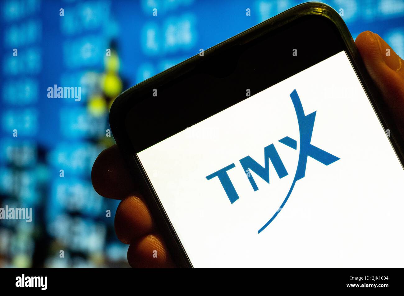 Chine. 25th juillet 2022. Dans cette illustration, la société canadienne de services financiers Translation Memory Exchange, TMX, affiche un logo sur un écran de téléphone intelligent. (Credit image: © Budrul Chukrut/SOPA Images via ZUMA Press Wire) Banque D'Images