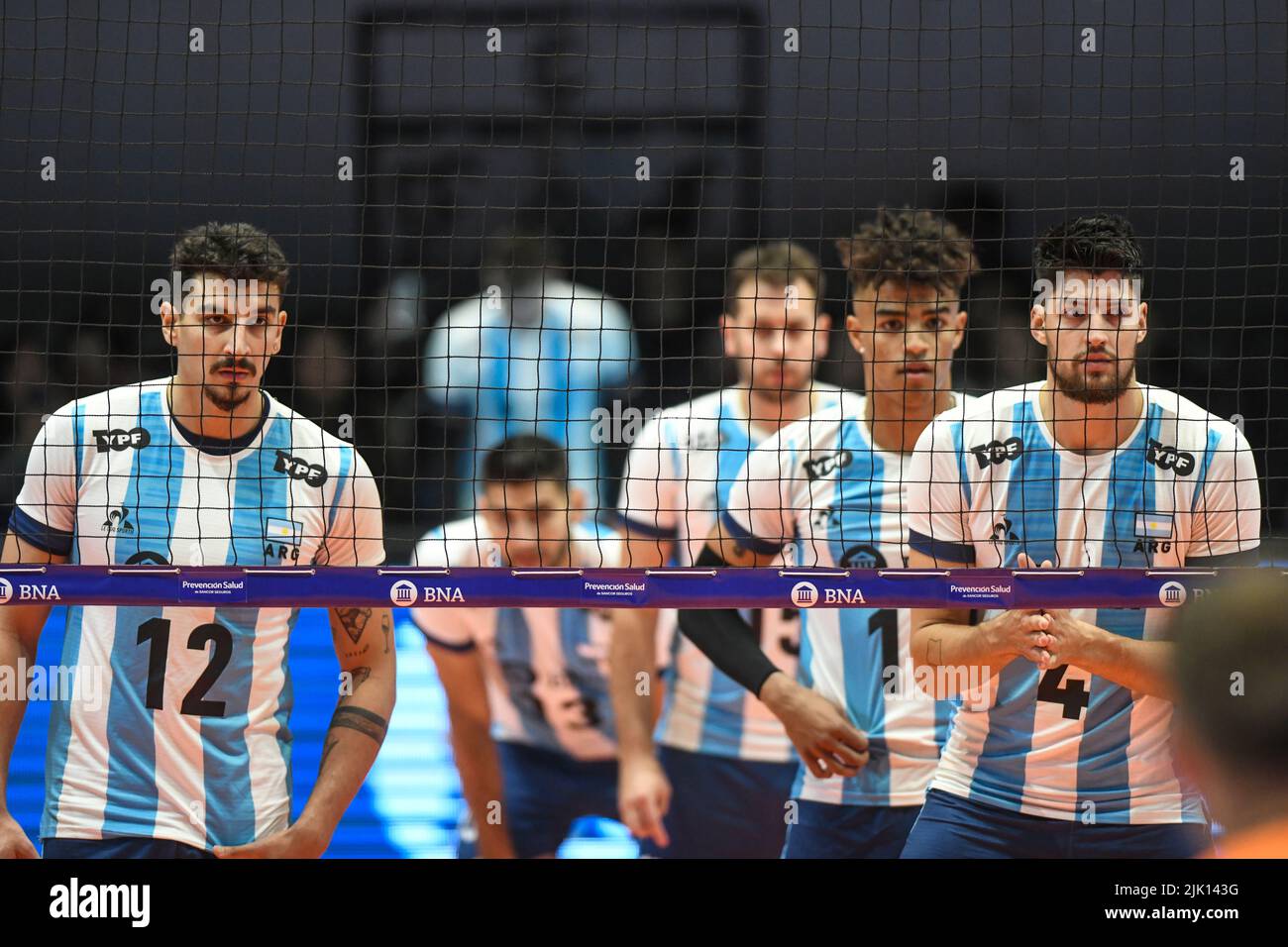 Équipe nationale de volley-ball Argentine : Joaquin Gallego, Manuel Armoa, Bruno Lima Banque D'Images