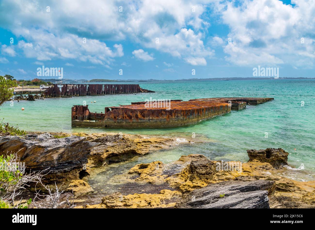 Le chantier flottant HM, construit sur la Tamise et remorqué aux Bermudes en 1869, Bermudes, Atlantique, Amérique centrale Banque D'Images