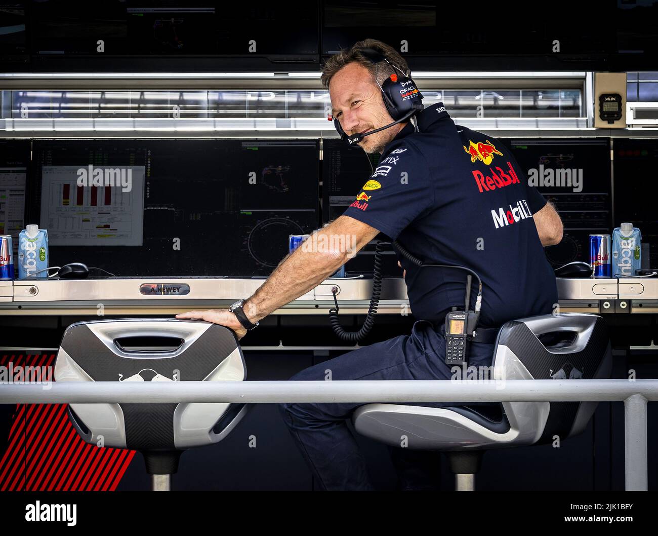 2022-07-29 14:01:28 BUDAPEST - Christian Horner, chef d'équipe à Red Bull Racing, pendant la première session de pratique avant le Grand Prix de Hongrie F1 au circuit Hungaroring. ANP REMKO DE WAAL pays-bas hors - belgique hors Banque D'Images