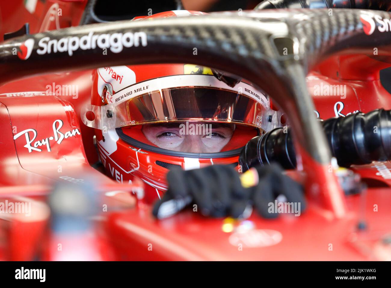 Magyorod, Hongrie. 29 juillet 2022. Formule 1 Grand Prix de Hongrie à Hungaroring, Hongrie. Photo: #16 Charles Leclerc (mon) de Ferrari lors de la deuxième séance d'entraînement © Piotr Zajac/Alamy Live News Banque D'Images