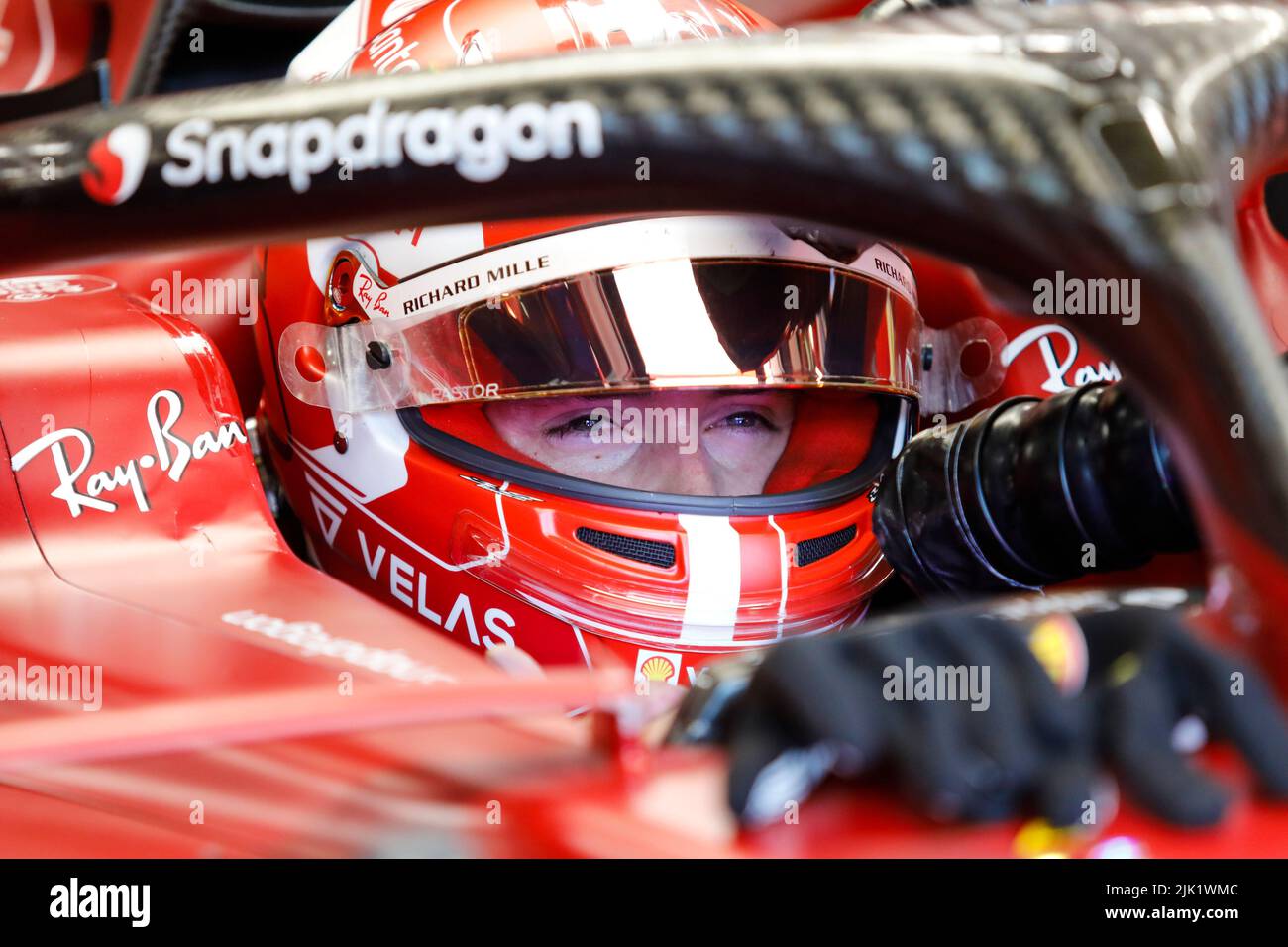 Magyorod, Hongrie. 29 juillet 2022. Formule 1 Grand Prix de Hongrie à Hungaroring, Hongrie. Photo: #16 Charles Leclerc (mon) de Ferrari lors de la deuxième séance d'entraînement © Piotr Zajac/Alamy Live News Banque D'Images