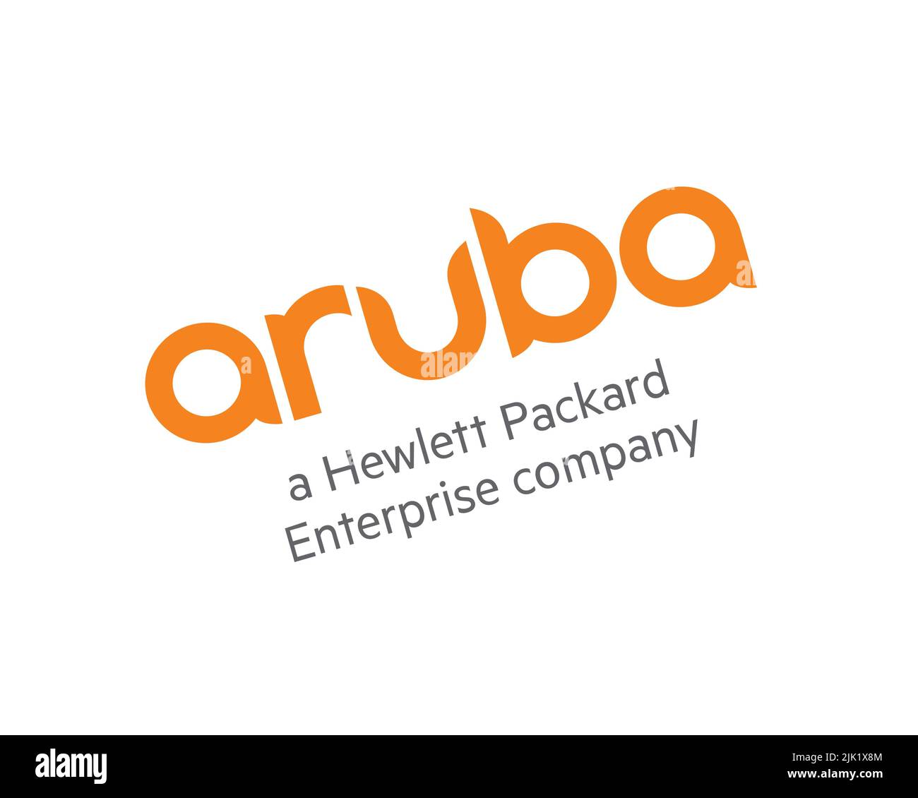 Aruba Networks, logo pivoté, arrière-plan blanc Banque D'Images