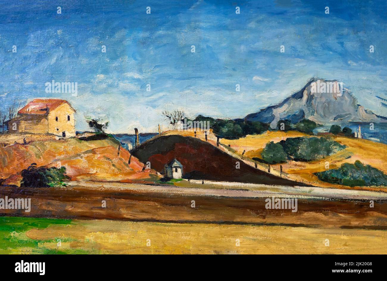 La découpe du chemin de fer, Paul Cezanne, 1870, Neue Pinakothek, Munich, Allemagne, Europe Banque D'Images