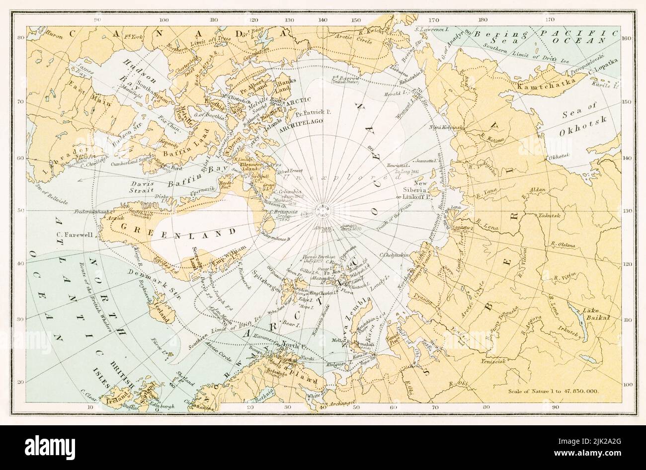 Carte De L Ancien Atlas Du Pôle Nord Océan Arctique C 1890 La