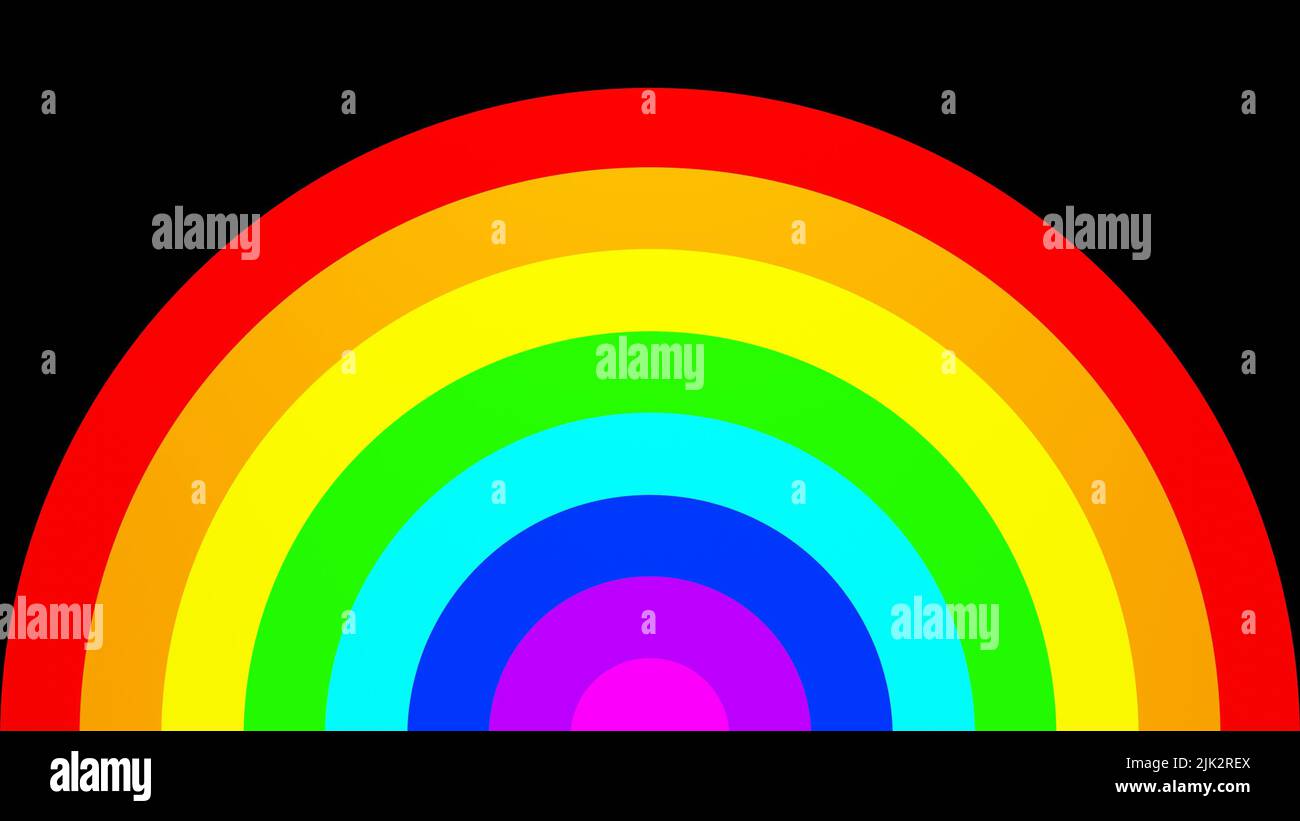 3D rendu. Demi-cercle sur fond noir. Modèle de présentation ou modèle avec un cercle de nombreuses couleurs. La moitié d'un cercle formé par circle Banque D'Images