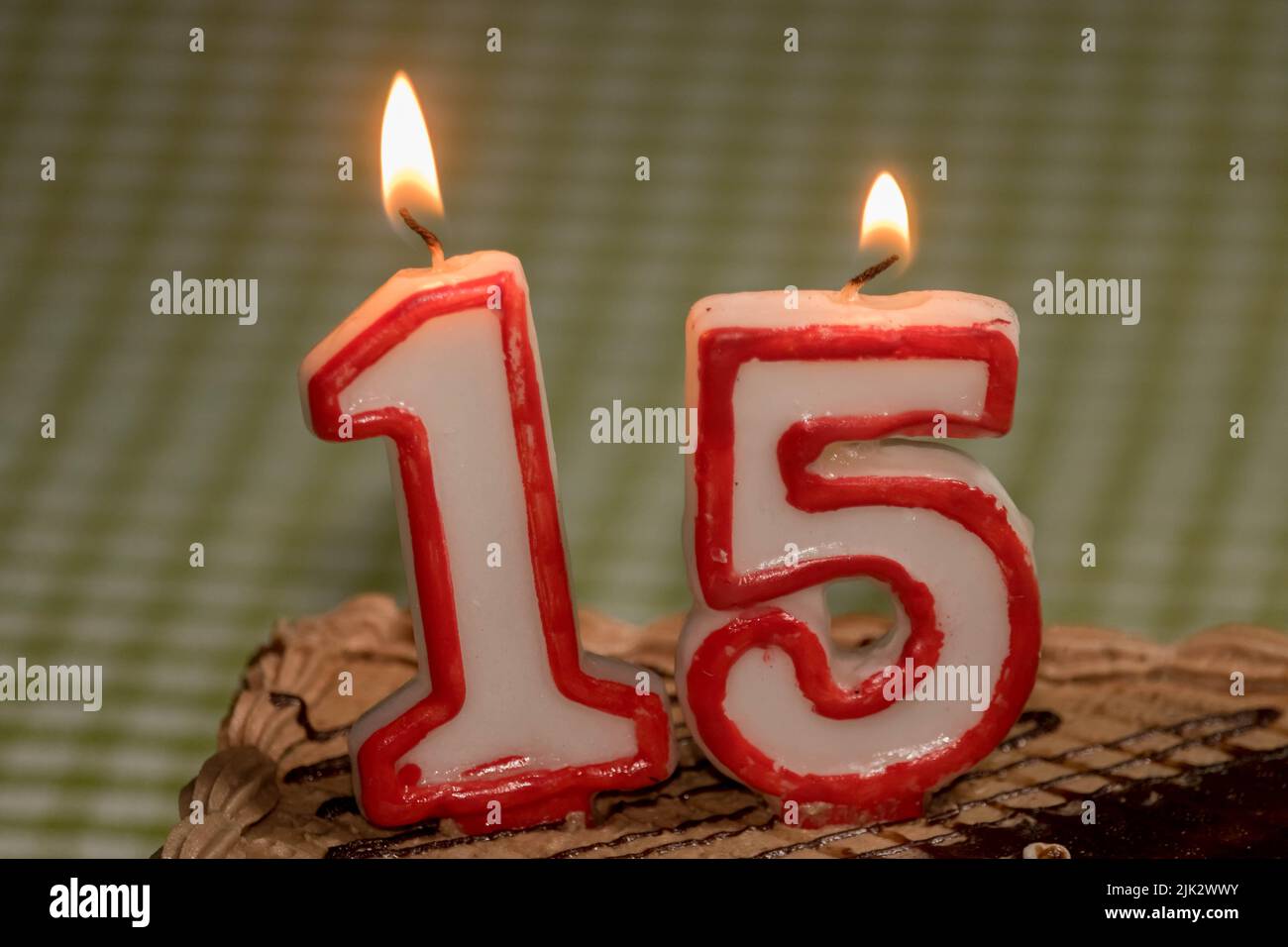 Bougies de célébration d'anniversaire de la quinzième année Banque D'Images