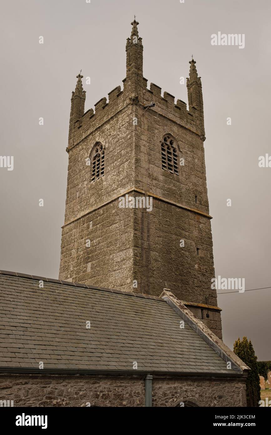 Extérieur de l'église St Mawgan-in-Mentheage, le Lizard, Cornouailles Banque D'Images