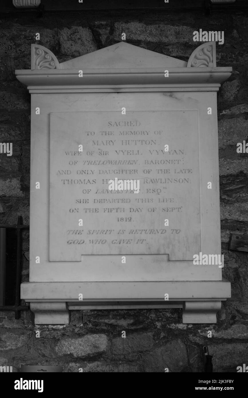 Intérieur de l'église St Mawgan-in-Mentheage, Cornouailles Banque D'Images