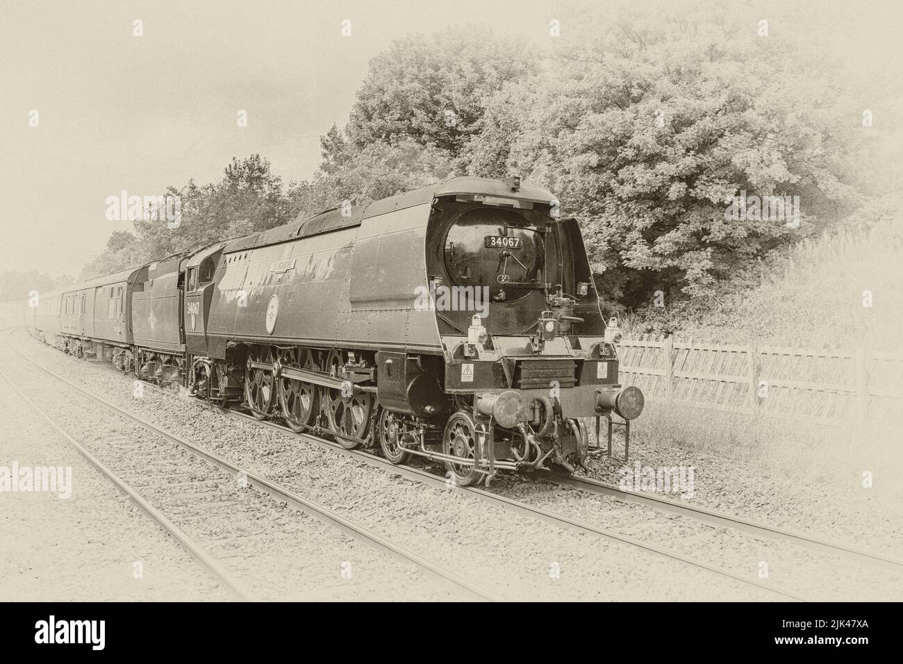 Locomotive à vapeur Tangmere 34067 sur la ligne Settle & Carlisle à long Preston, le 30th juillet 2022 ,''Northern Belle'', West Coast Railway Co Ltd Banque D'Images