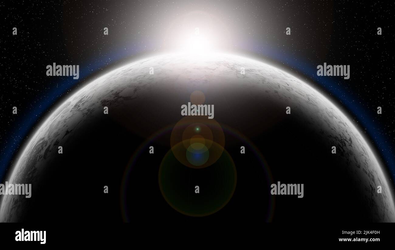 Planète extraterrestre figée au cinéma, recouverte de neige et de glace. Astronomie, science, fond de fantaisie Banque D'Images