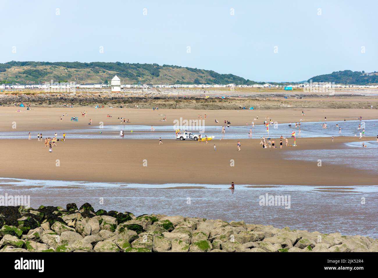 Sandy Bay Beach, Porthcawl, Bridgend County Borough (Pen-y-bont), pays de Galles (Cymru), Royaume-Uni Banque D'Images