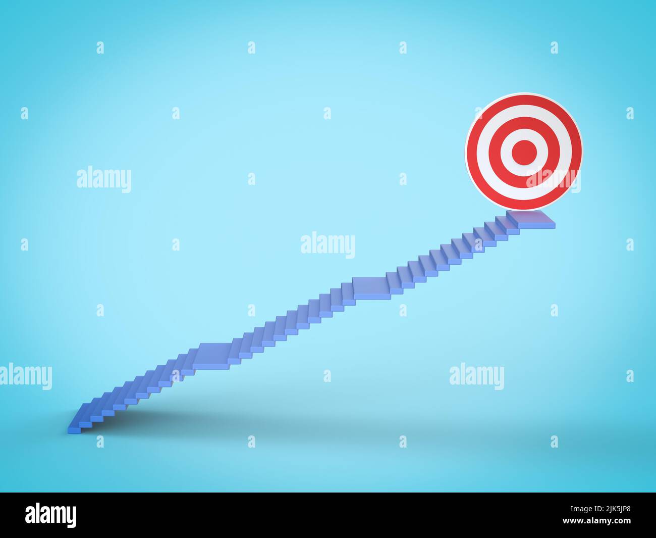 Le concept de la cible d'affaires avec 3D escaliers de rendu conduit à la cible dartboard Banque D'Images