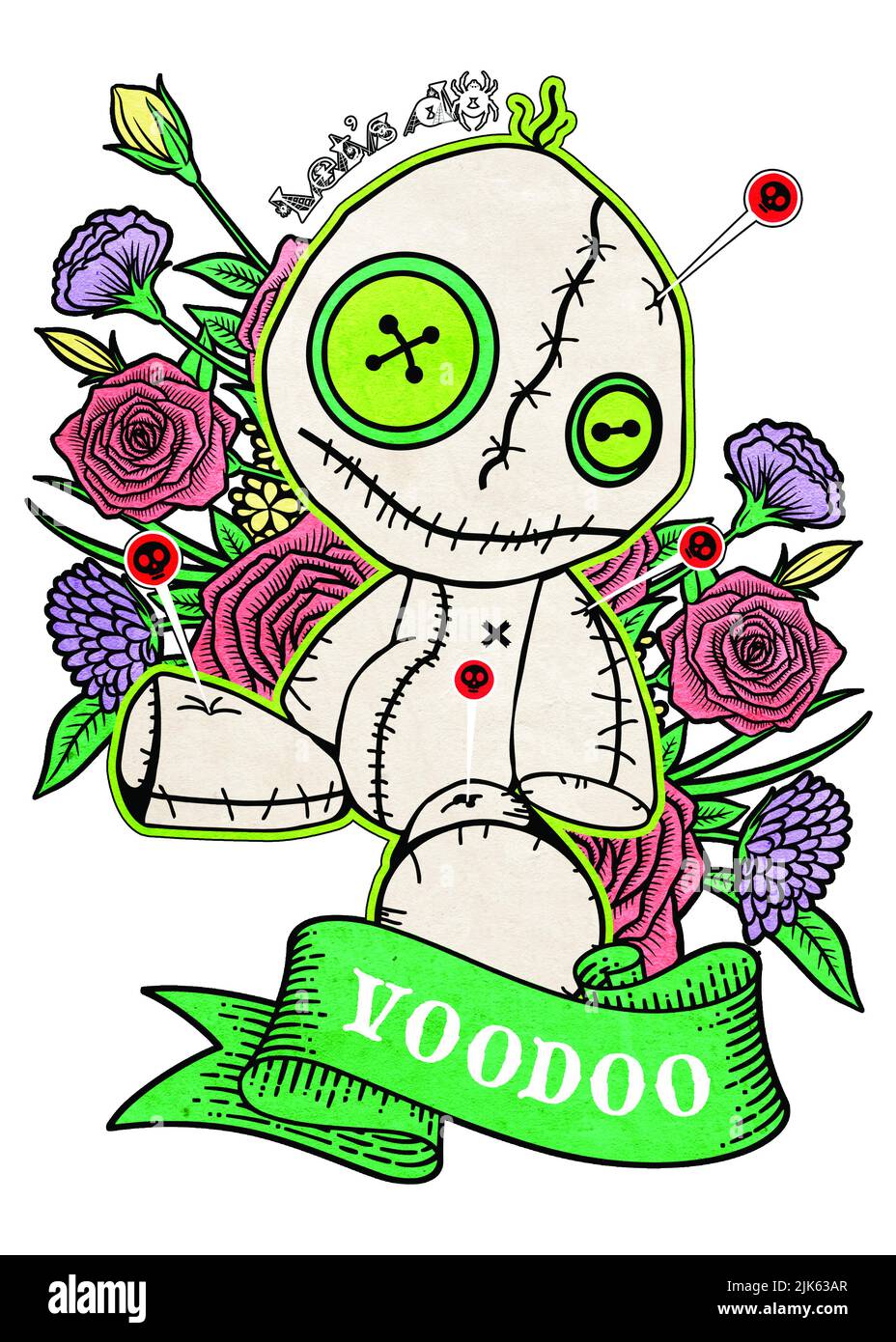 Let's Do Voodoo - joli motif poupée Voodoo Banque D'Images