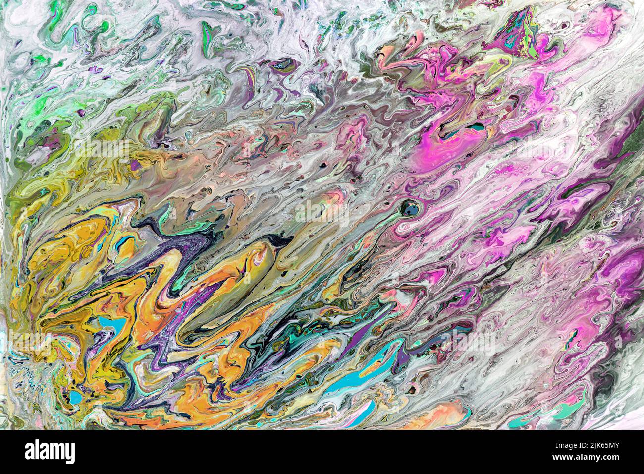 Texture marbrée créée avec de la peinture acrylique et aquarelles mélangées à l'eau formant des structures organiques, arrondies et sinueuses parfaites pour les arrière-plans an Banque D'Images