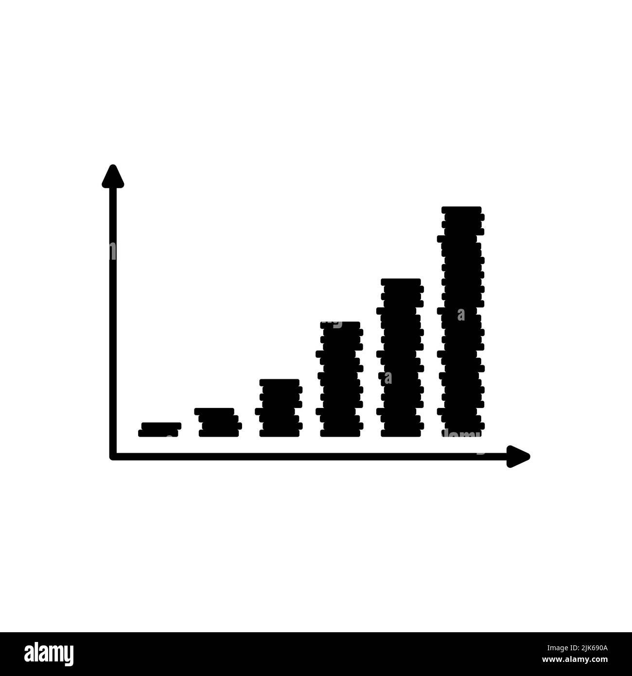 Graphique ou icône de graphique de croissance de pièce dans le vecteur. SPE 10. Illustration simple sur blanc. Icône de graphique en pleine croissance. Croissance financière. Progression de l'entreprise. Utilisé pour Banque D'Images