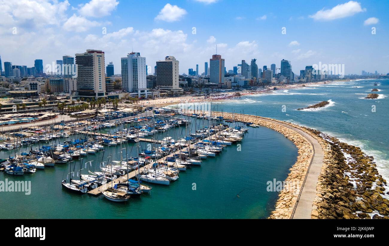 Port de plaisance avec yachts à tel Aviv Banque D'Images