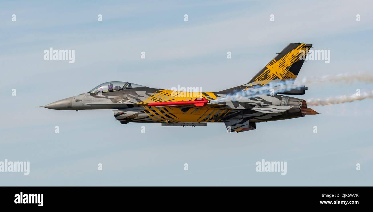 BAF Solo Display, FA-136 le X Tiger Livery, XTM 70 ans 31 Squadron et 80 ans OTAN Tiger Association Banque D'Images