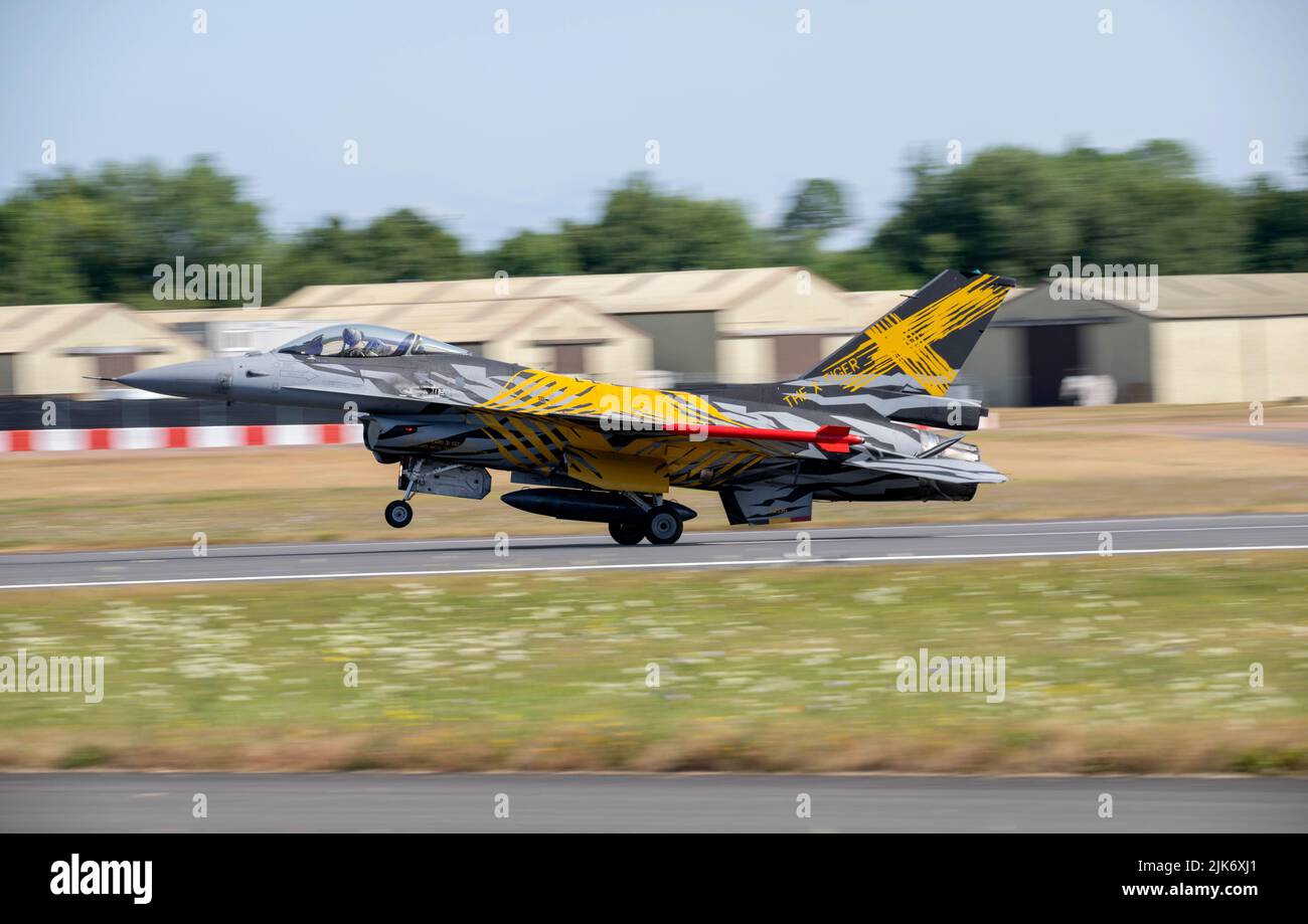 BAF Solo Display, FA-136 le X Tiger Livery, XTM 70 ans 31 Squadron et 80 ans OTAN Tiger Association Banque D'Images