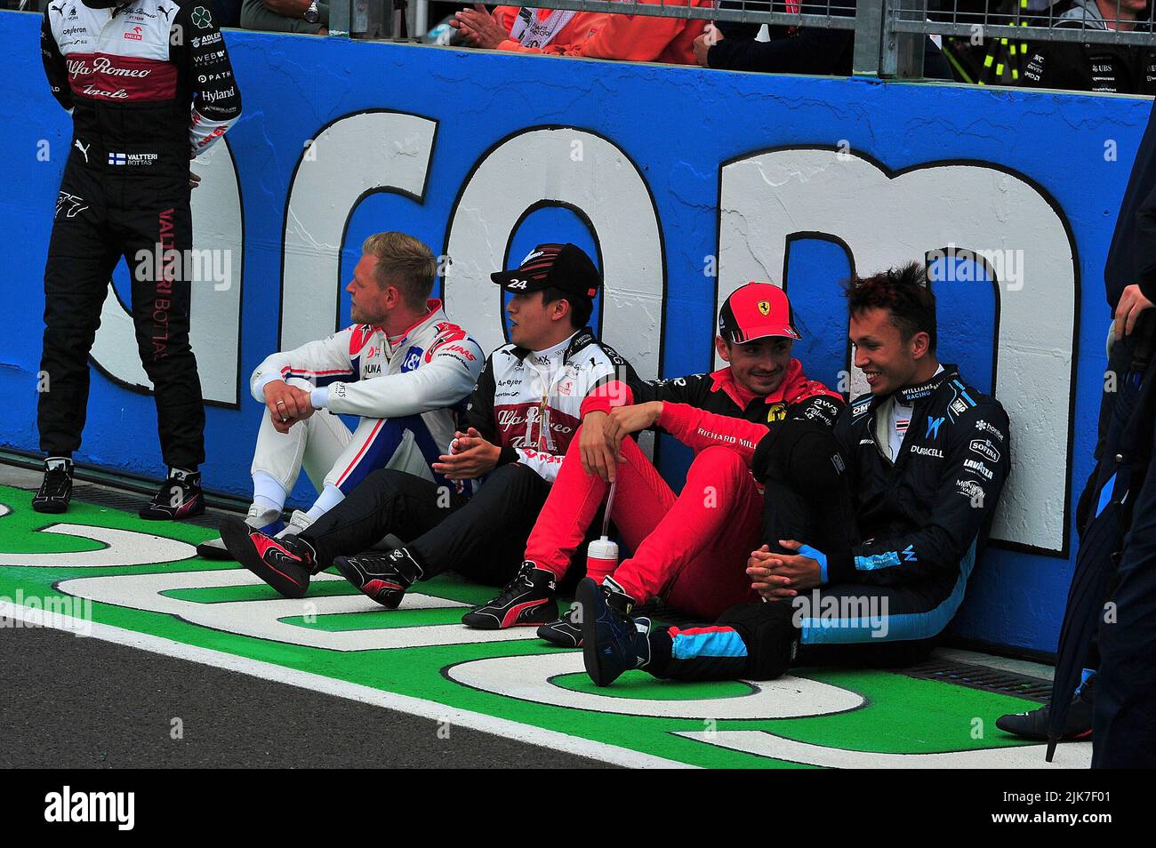 Budapest, Ungarn. 31st juillet 2022. 31 juillet 2022, Hungaroring, Budapest, Grand Prix de Formule 1 Grand Prix de Hongrie 2022, sur la photo Valtteri Bottas (fin), Alfa Romeo F1 Team ORLEN, Kevin Magnussen (DNK), Haas F1 Team, Guanyu Zhou (CHN), Alfa Romeo Racing ORLEN, Charles Leclerc (MCO), Alderbon Williams, Alexander Scuderia (BR), Ferrari, Alexander Williams actualités en direct de dpa/Alamy Banque D'Images