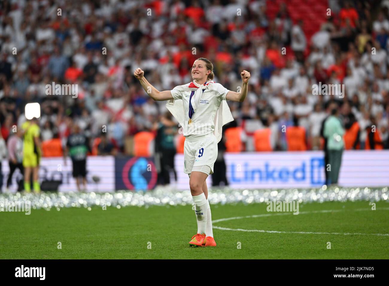 LONDRES, ROYAUME-UNI. JUILLET 31st. Ellen White, d'Angleterre, célèbre sa victoire après le match de l'UEFA Women's European Championship entre l'Angleterre et l'Allemagne au stade Wembley, à Londres, le dimanche 31st juillet 2022. (Credit: Pat Scaasi | MI News) Credit: MI News & Sport /Alay Live News Banque D'Images