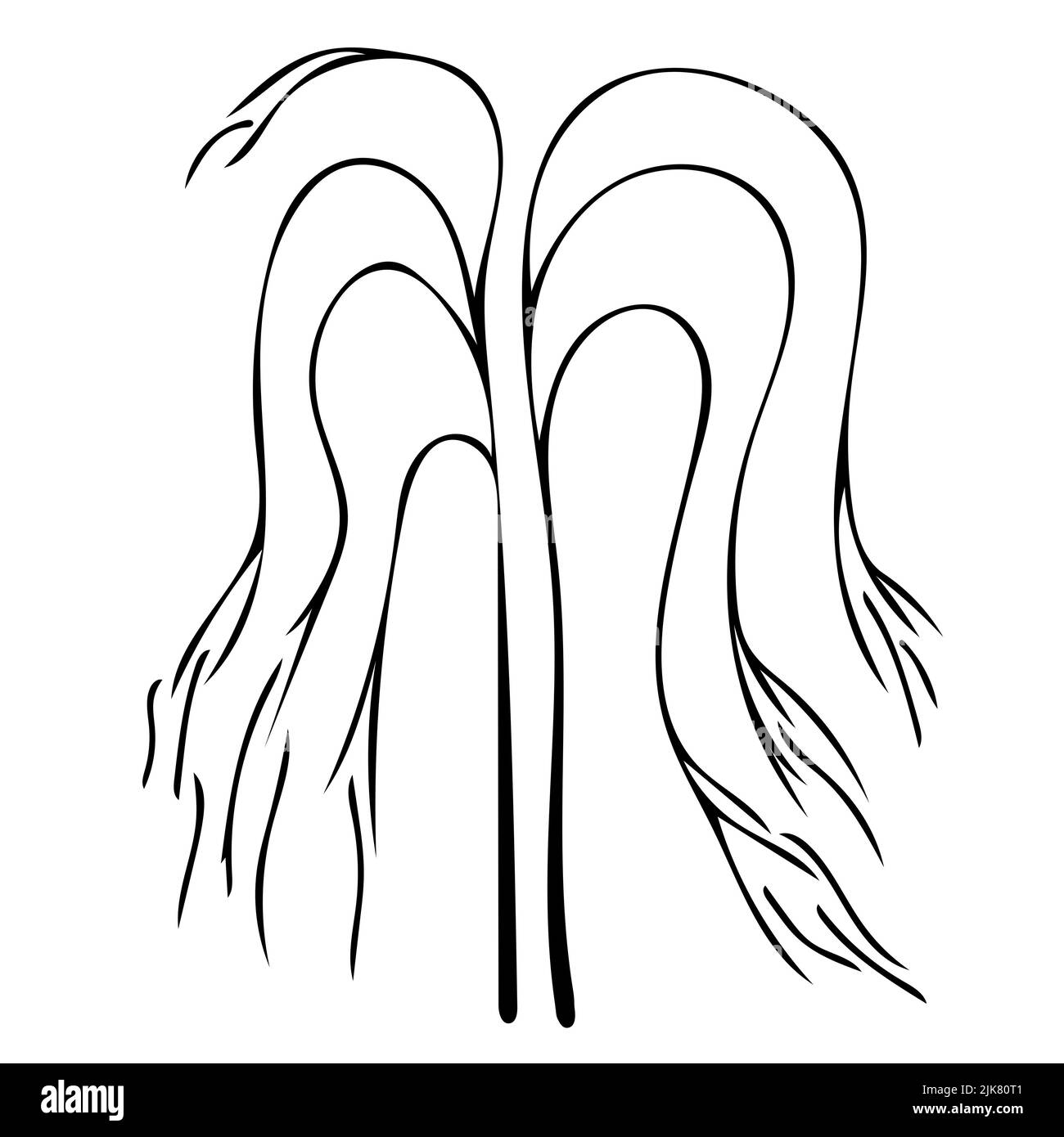 Dessin minimaliste Aristique d'un arbre, symbole d'arbre. Illustration. Banque D'Images