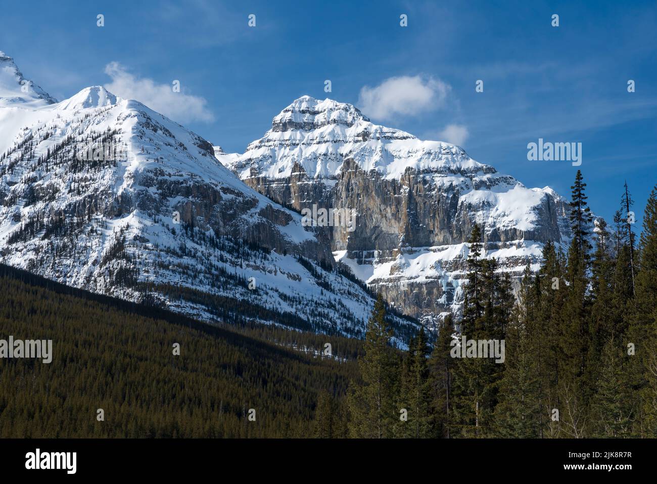 Vue panoramique sur la montagne le long de l'autoroute 93 Sud dans le parc national Kootenay, Colombie-Britannique, Canada. Banque D'Images