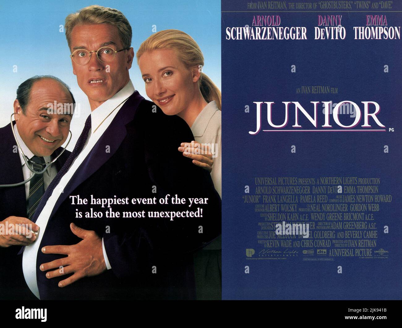 Danny Devito, Arnold Schwarzenegger et Emma Thompson film: Junior (1994) personnages: Dr. Larry Arbogast, Dr. Alex Hesse et Diana Reddin Directrice : Ivan Reitman 23 novembre 1994 **AVERTISSEMENT** cette photographie est destinée à un usage éditorial exclusif et est le droit d'auteur d'UNIVERSAL et/ou du photographe assigné par la Société du film ou de la production et ne peut être reproduite que par des publications dans le cadre de la promotion du film ci-dessus. Un crédit obligatoire pour UNIVERSEL est requis. Le photographe doit également être crédité lorsqu'il est connu. Aucune utilisation commerciale ne peut être accordée sans l'autorisation écrite du fil Banque D'Images