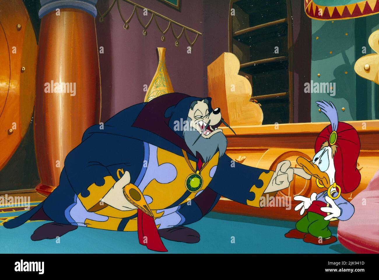 Merlock & Genie film Ducktales The Movie : Treasure of the Lost Lamp (USA/FR 1990) réalisateur : Bob Hathcock 03 août 1990 **AVERTISSEMENT** cette photographie est réservée à un usage éditorial et est la propriété de WALT DISNEY PICTURES et/ou du photographe désigné par The film or production Company et ne peut être reproduite que par des publications en liaison avec la promotion du film ci-dessus. Un crédit obligatoire pour WALT DISNEY PICTURES est requis. Le photographe doit également être crédité lorsqu'il est connu. Aucune utilisation commerciale ne peut être accordée sans autorisation écrite de The film Company. Banque D'Images