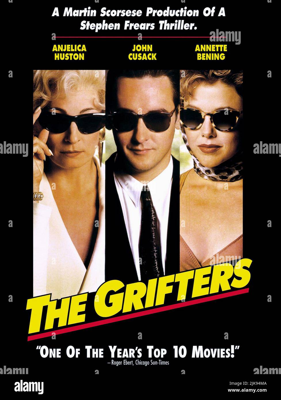 Anjelica Huston, John Cusack & Annette Bening film: The Grifters (1994) personnages: Lilly Dillon,Roy Dillon & Myra Langtry Directeur: Stephen Frears 14 septembre 1990 **AVERTISSEMENT** cette photographie est à usage éditorial exclusif et est le droit d'auteur des FILMS PALACE et/ou du photographe attribué par la Société de film ou de production et ne peut être reproduite que par des publications en conjonction avec la promotion du film ci-dessus. Un crédit obligatoire pour LES FILMS PALACE est requis. Le photographe doit également être crédité lorsqu'il est connu. Aucune utilisation commerciale ne peut être accordée sans l'autorisation écrite du film COM Banque D'Images