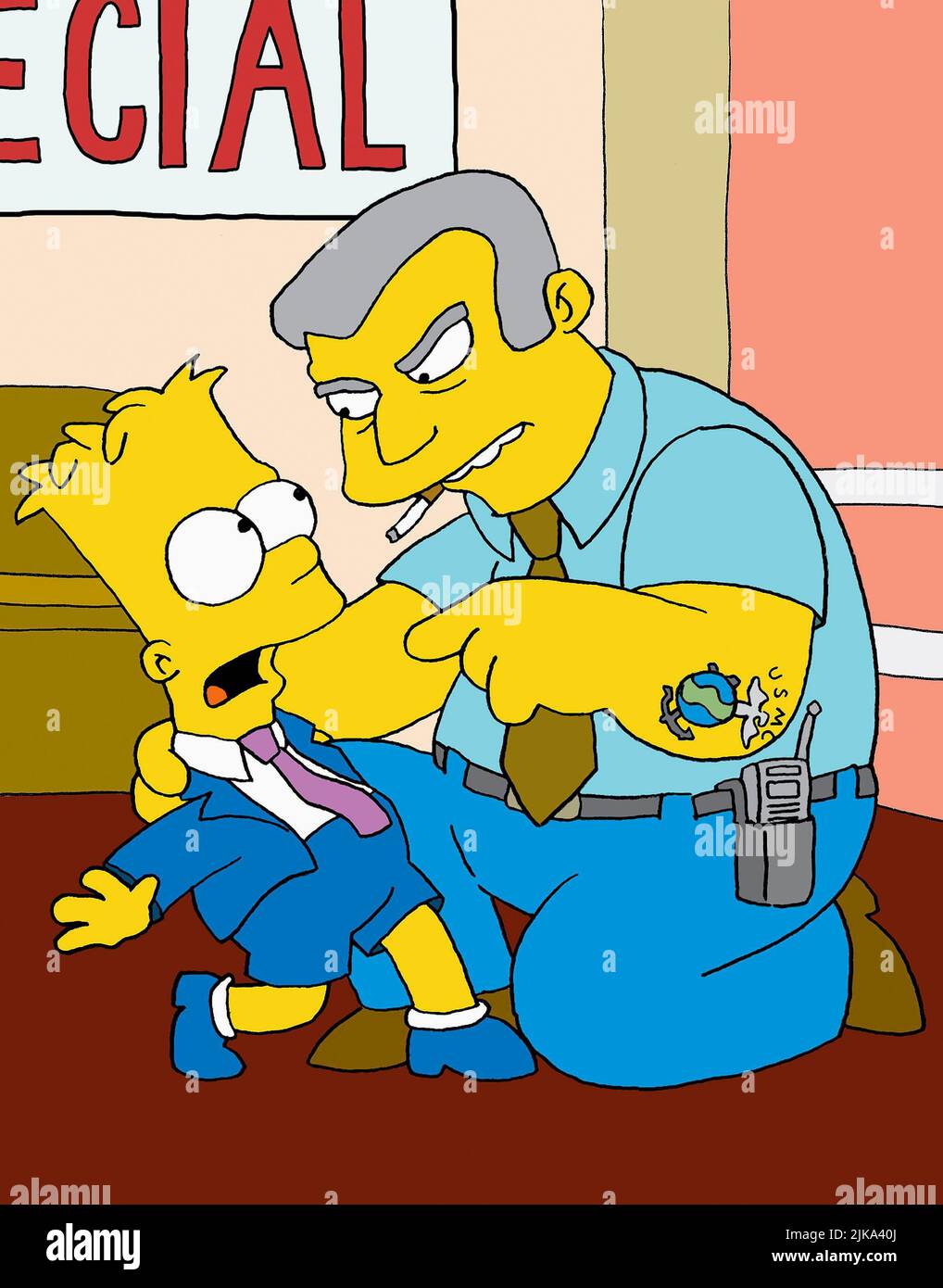 Bart Simpson & détective Brodka Television: The Simpsons : saison 7 (TV-série) USA 1989-, / Episode 7,11: 'Marge be not fiorder' (Dir. Steven Dean Moore, 1995) Directeur : 17 septembre 1995 **AVERTISSEMENT** cette photographie est destinée à un usage éditorial exclusif et est le droit d'auteur de 20th CENTURY FOX TELEVISION et/ou le photographe assigné par la Société de film ou de production et ne peut être reproduite que par des publications en conjonction avec la promotion du film ci-dessus. Un crédit obligatoire pour LA TÉLÉVISION FOX 20th CENTURY est requis. Le photographe doit également être crédité lorsqu'il est connu. Aucune utilisation commerciale ne peut b Banque D'Images