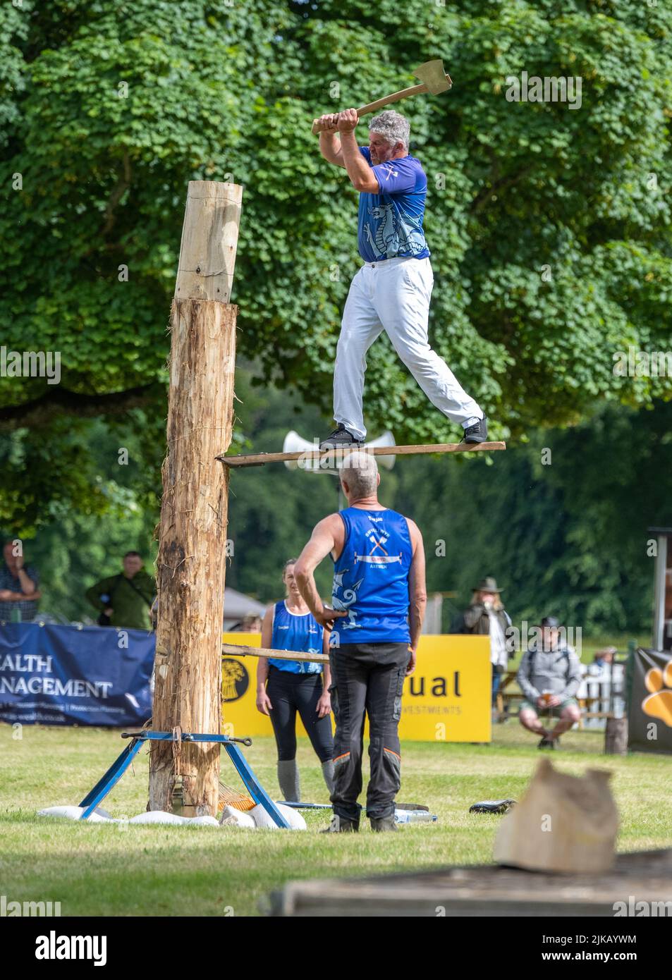 Clywd Axmen à la GWCT Scottish Game Fair 2022, Scone Palace, Perthshire Banque D'Images