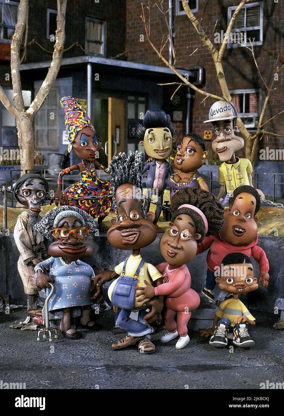 Smokey, Haiti Lady, Jimmy Ho, Bebe Ho, Sanchez, Juicy, Calvin, Muriel, Thurgood & Mrs Avery film: The pjs (1999) characters: ,,Jimmy Ho,,,,,, & Director: Eddie Murphy 10 janvier 1999 **AVERTISSEMENT** cette photographie est destinée à un usage éditorial exclusif et est protégée par les droits d'auteur de 20th CENTURY FOX TELEVISION et/ou du photographe attribué par la société de film ou de production et ne peut être reproduite que par des publications dans le cadre de la promotion du film ci-dessus. Un crédit obligatoire pour LA TÉLÉVISION FOX 20th CENTURY est requis. Le photographe doit également être crédité lorsqu'il est connu. Aucune utilisation commerciale ne peut être GRA Banque D'Images