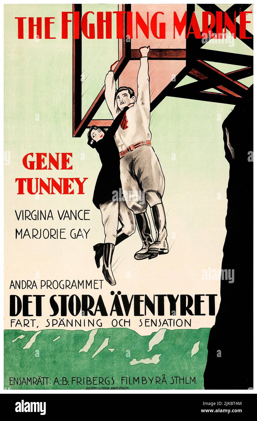 DET stora äventiret - la Marine de combat (A.B. Fribergs Filmbyrå, 1926). Poster de cinéma suédois Banque D'Images