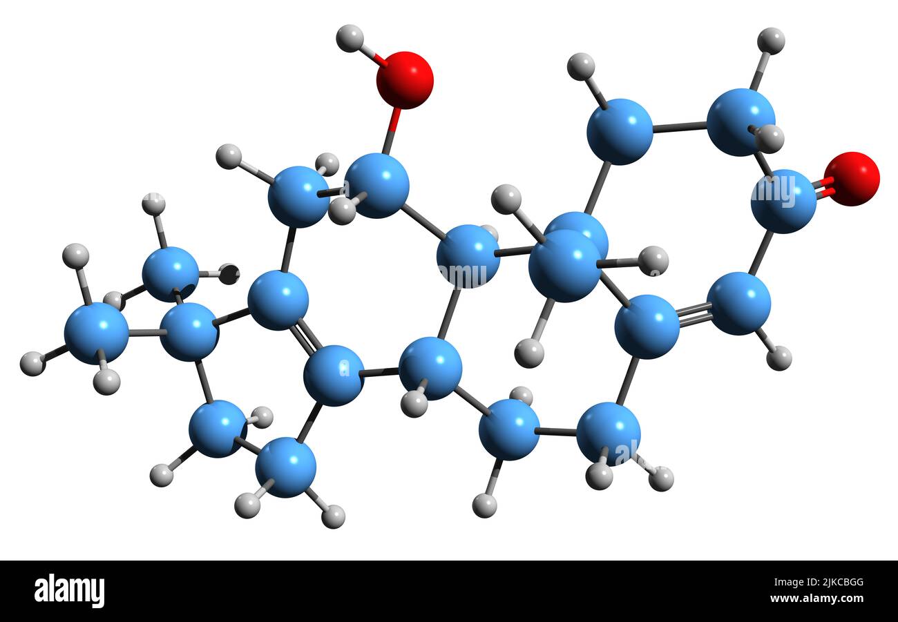 3D image de la formule squelettique Nordinone - structure chimique moléculaire des stéroïdes naturellement présents isolés sur fond blanc Banque D'Images
