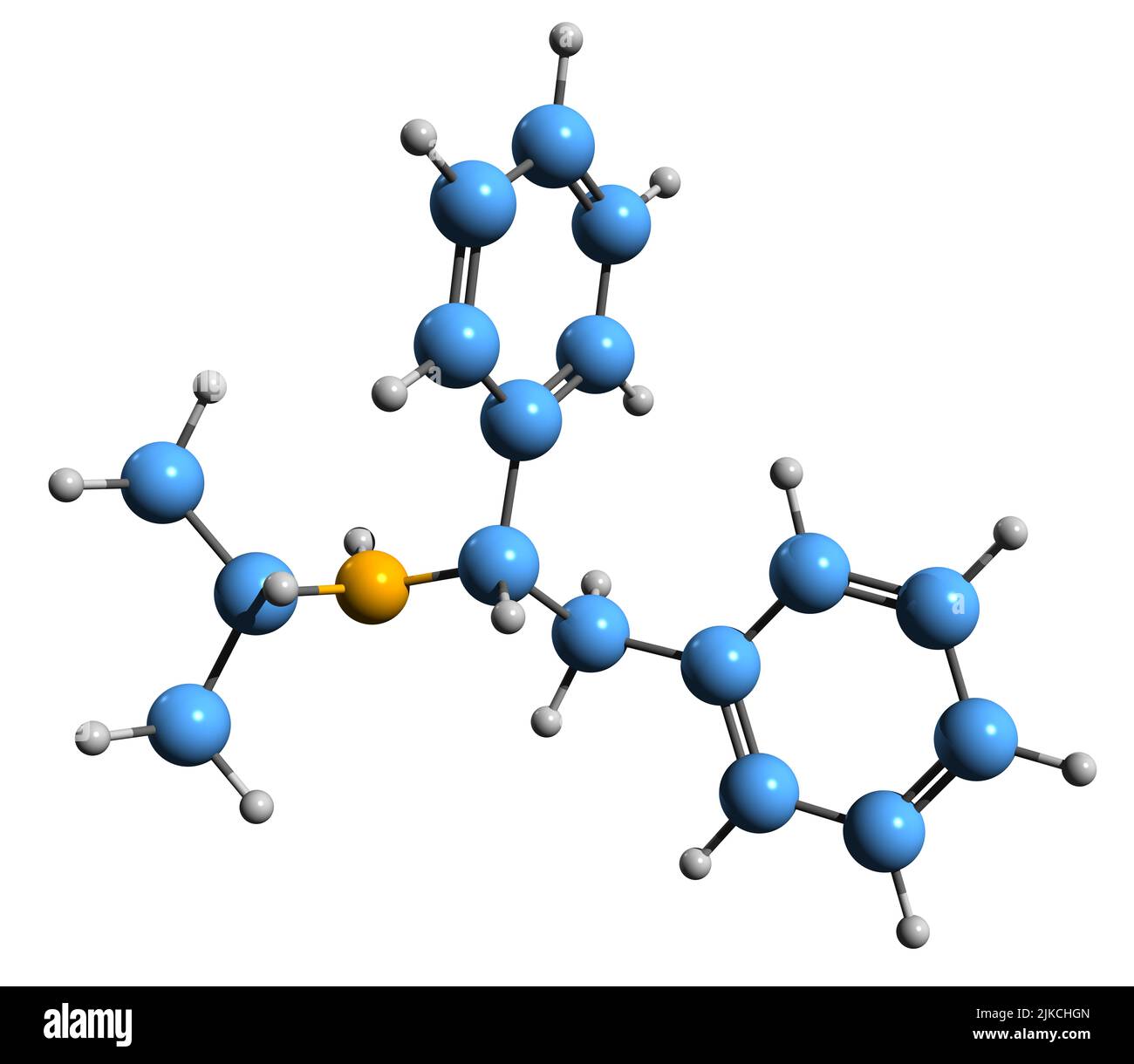 3D image de l'anesthésique dissociatif formule squelettique NPDPA - structure chimique moléculaire de l'isopropylphenidine isolée sur fond blanc Banque D'Images