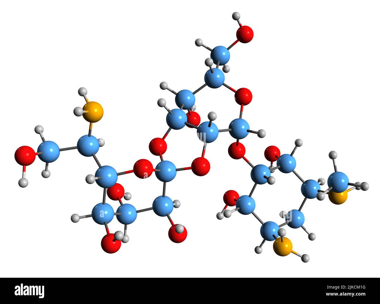 3D image de la formule squelettique Hygromycine B - structure chimique moléculaire de l'antibiotique isolé sur fond blanc Banque D'Images