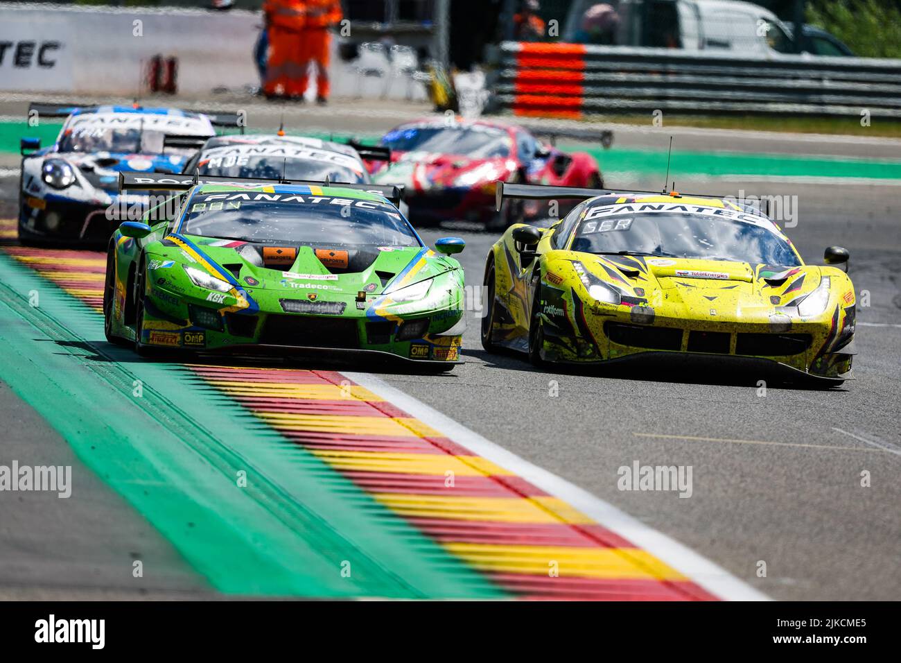 71 Iron Lynx, Ferrari 488 GT3 de Davide RIGON, Daniel SERRA, Antonio FUOCO, 563 VSR, Lamborghini Huracan GT3 Evo de Michele BERETTA, Yuki NEMOTO, Benjamin HITES, Karol BASZ, en action pendant les TotalEnergies 24 heures de Spa 2022, 7th tour du défi mondial 2022 de Fanatec GT Europe Powered by AWS, de 27 juillet à 31, 2021 sur le circuit de Spa-Francorchamps, à Stavelot, Belgique - photo: Florent Gooden / DPPI/DPPI/LiveMedia Banque D'Images