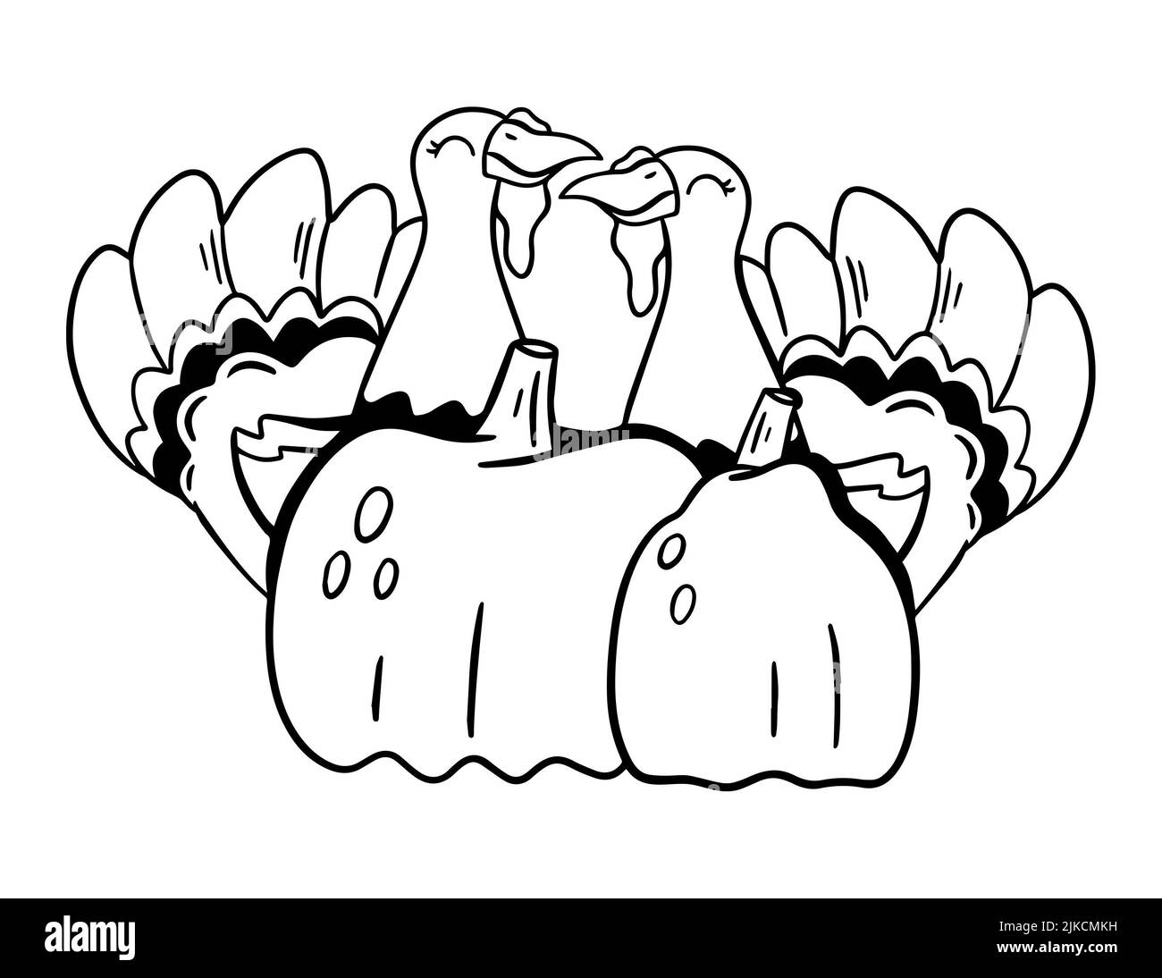 Page du livre de coloriage de Thanksgiving. Page de coloriage de dinde Banque D'Images