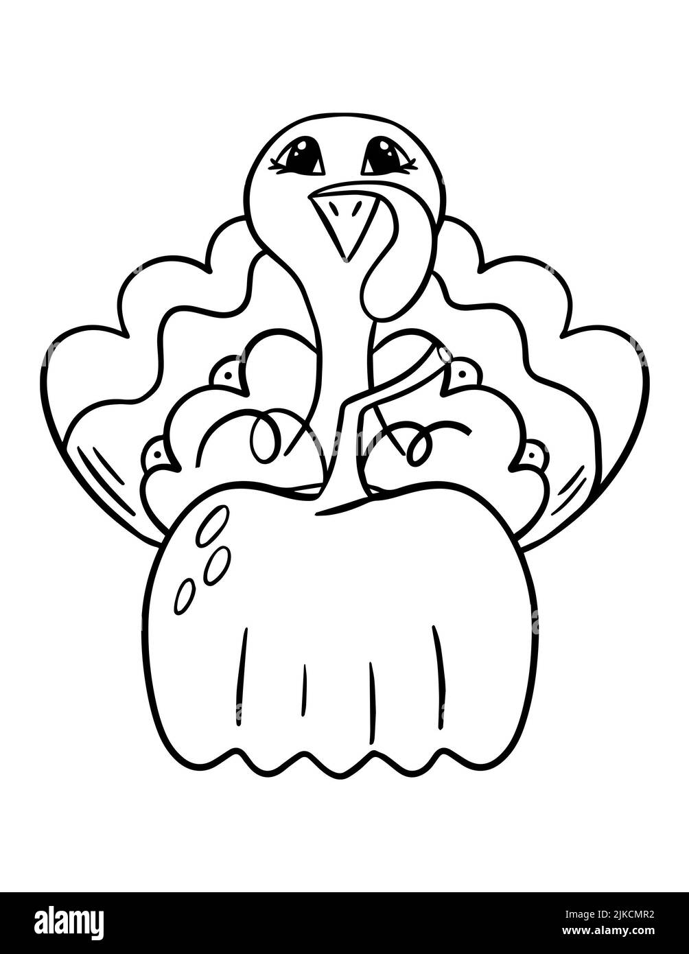 Page du livre de coloriage de Thanksgiving. Page de coloriage de dinde Banque D'Images