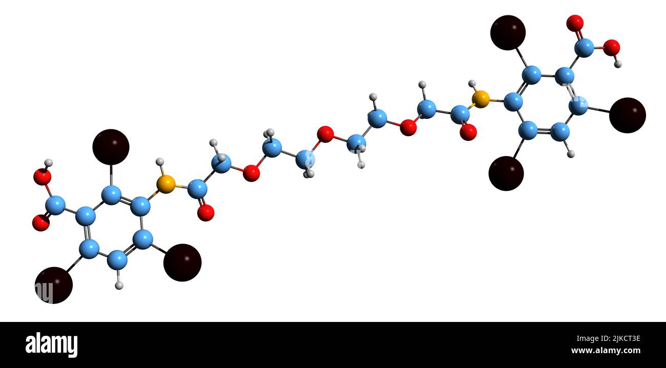 3D image de la formule squelettique de l'acide isotroxique - structure chimique moléculaire du produit de contraste isolé sur fond blanc Banque D'Images