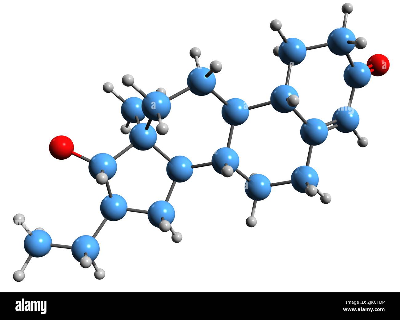 3D image de la formule squelettique Oxendolone - structure chimique moléculaire du médicament antiandrogène isolé sur fond blanc Banque D'Images