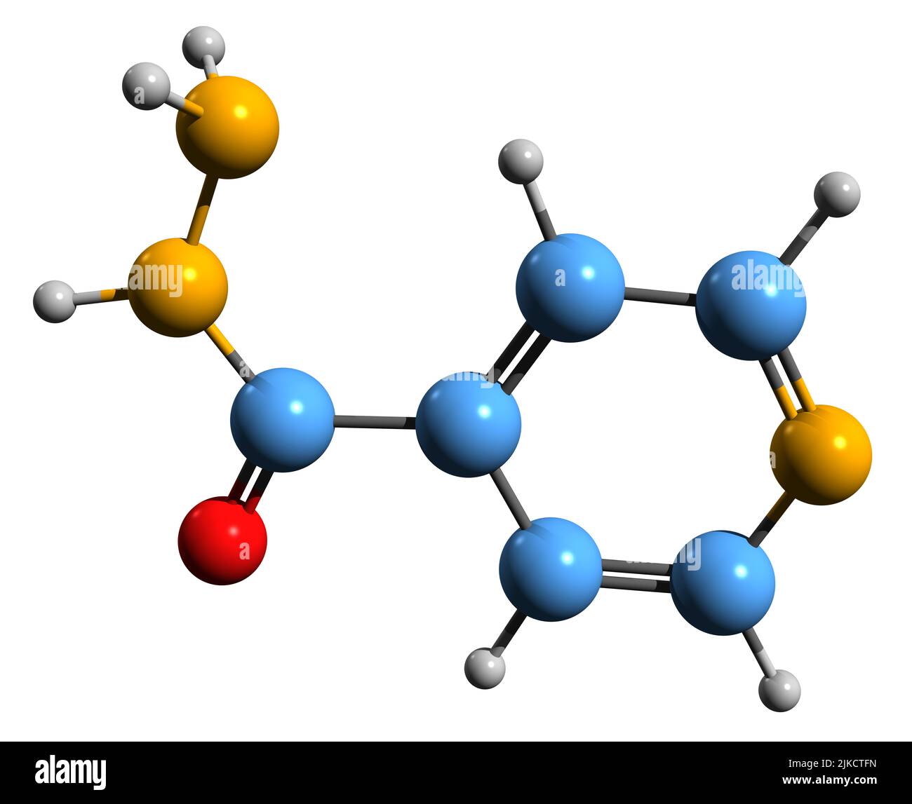 3D image de la formule squelettique de l'isoniazide - structure chimique moléculaire de l'hydrazide de l'acide isonicotinique antibiotique isolé sur fond blanc Banque D'Images