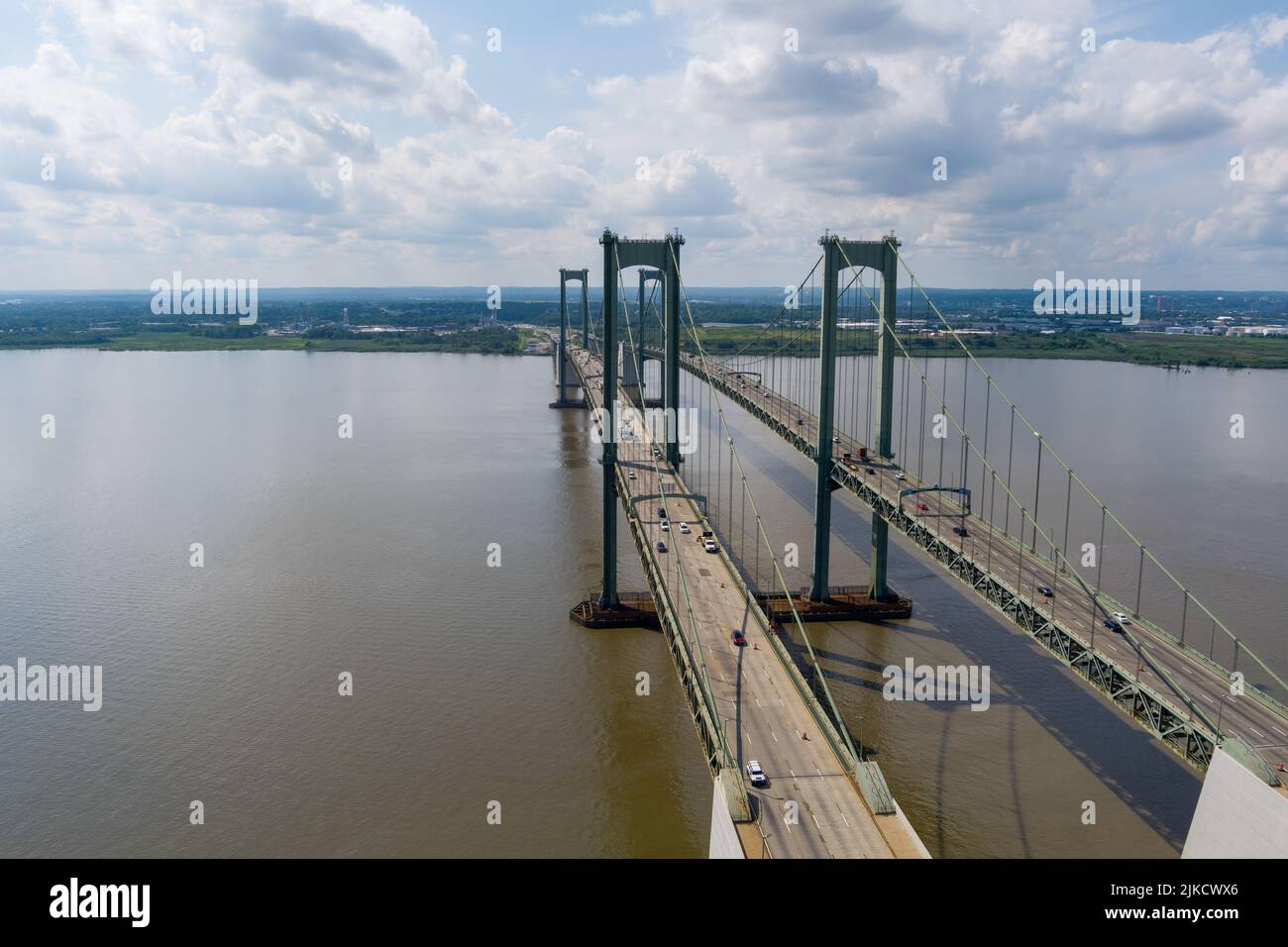 Vue aérienne du Delaware Memorial Bridge. Banque D'Images