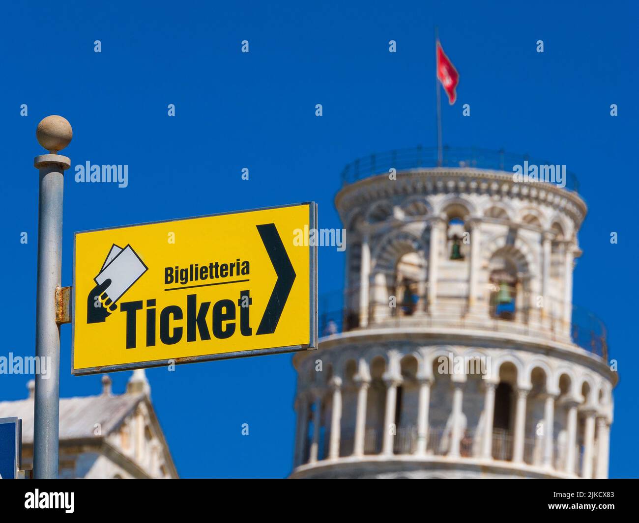 Tourisme à Pise. La célèbre Tour penchée et la billetterie Banque D'Images