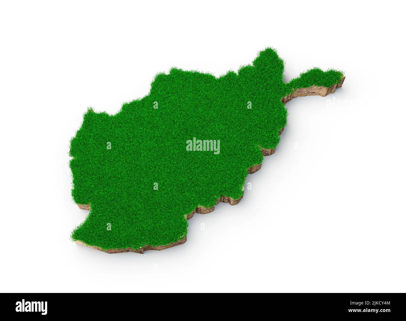Un rendu en 3D de la carte de l'Afghanistan faite d'herbe verte Banque D'Images