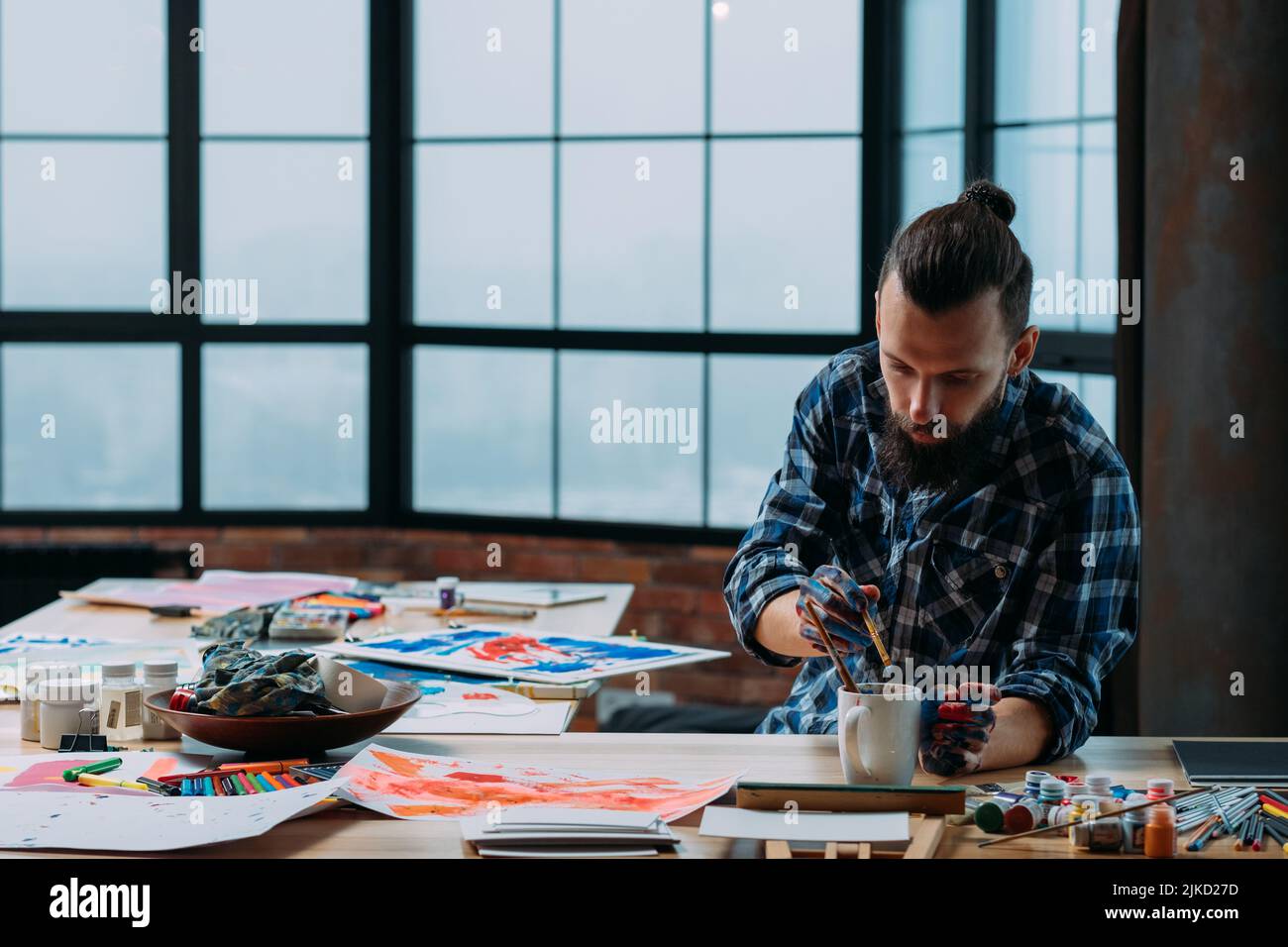 processus créatif de l'espace de travail du studio loft Banque D'Images